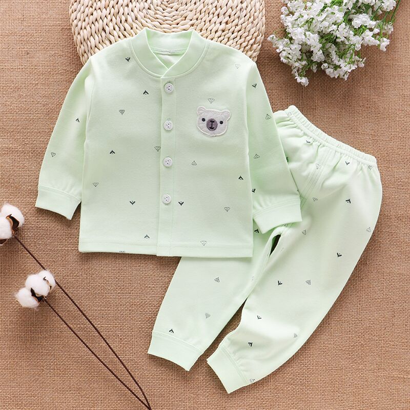 Baby-Pyjama aus Baumwolle mit Knopfjacke in Mint