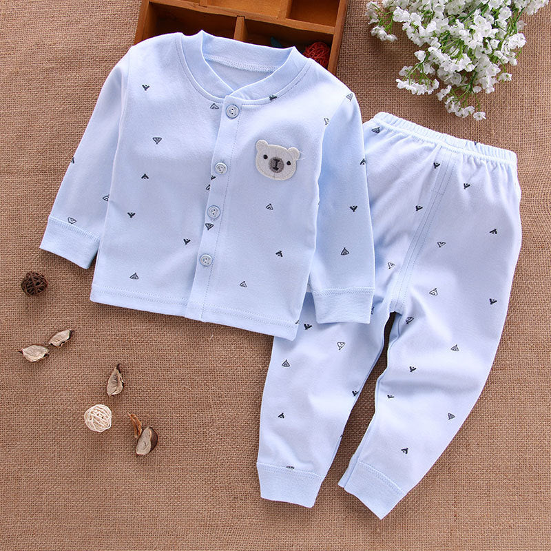 Baby-Pyjama aus Baumwolle mit Knopfjacke in Hellblau