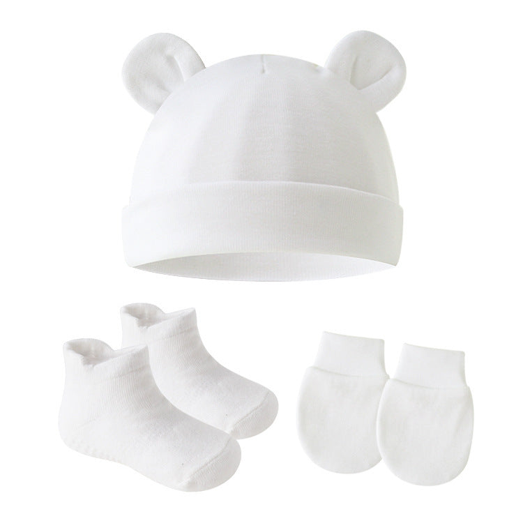 Mütze mit Ohren, Söckchen und Fäustlinge