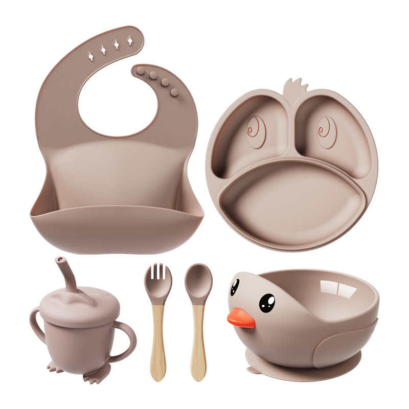 Beikost-Set Ente aus Silikon, 6-teilig, Braun