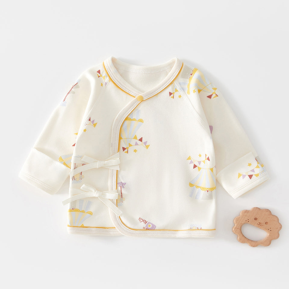 Wickelshirt für Neugeborene mit Karneval-Muster in Gelb