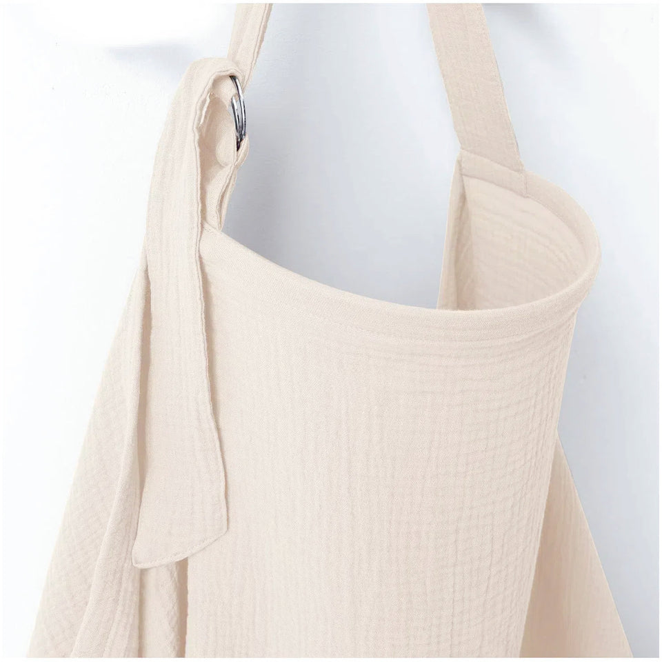 Stilltuch aus Baumwollmusselin mit Ring in Creme