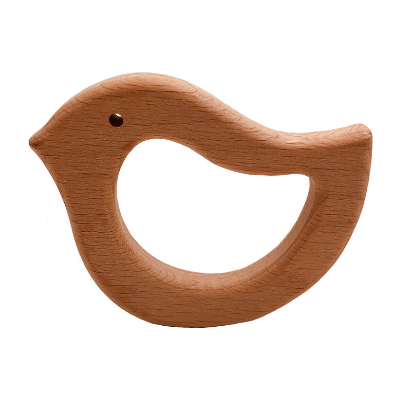Beißring aus Buchenholz in fünf Formen, Vogel
