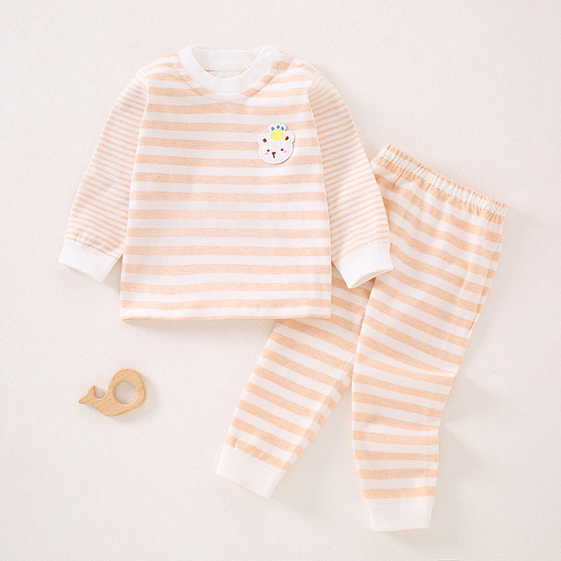 Orange gestreiftes Baby-Set mit weißem Rand