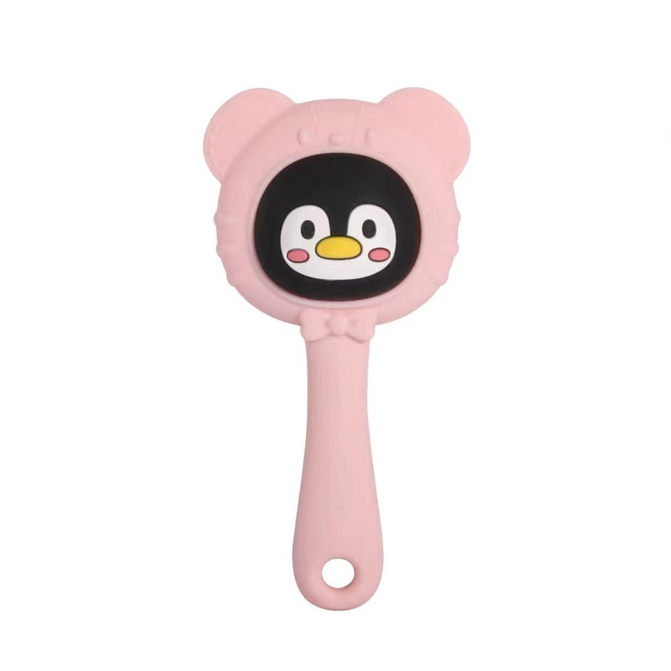Silikon-Rassel in Rosa mit Pinguingesicht