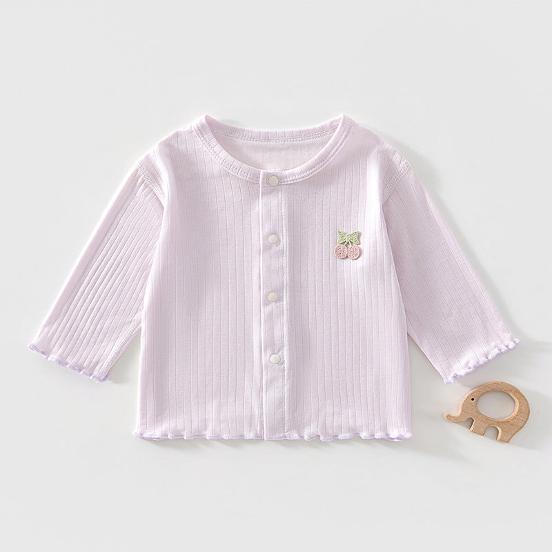 Dünne Sommerjacke aus Lyocell mit Kirsch-Stickerei in Flieder