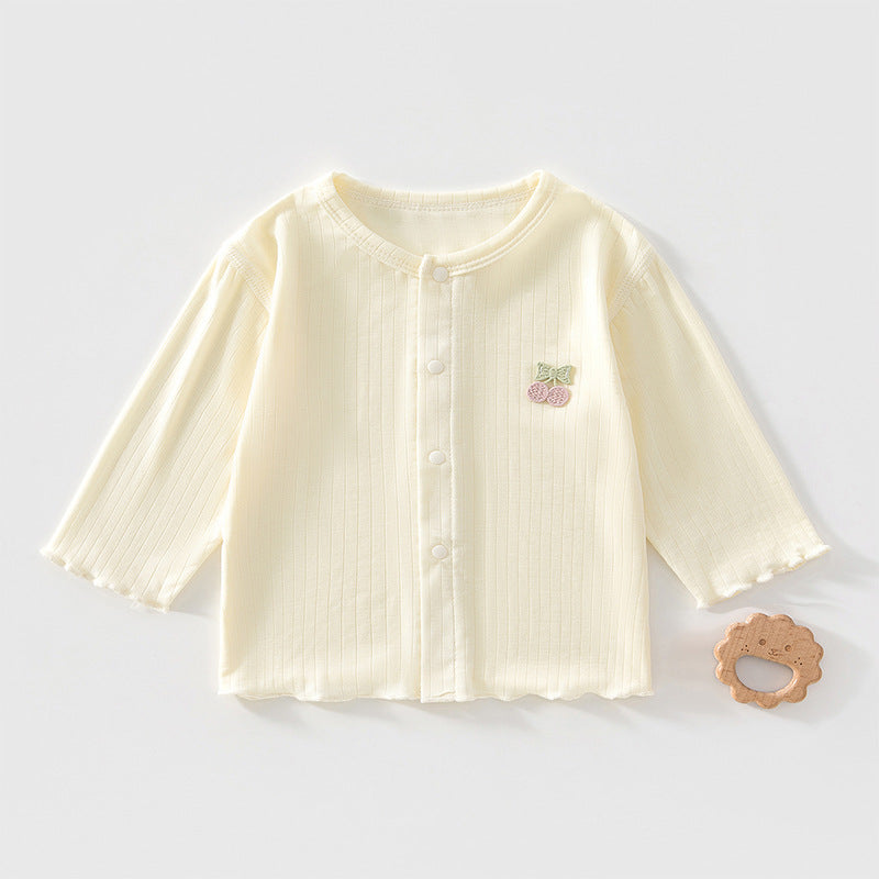Dünne Sommerjacke aus Lyocell mit Kirsch-Stickerei in Gelb