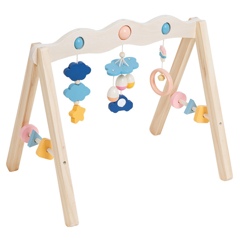 Spielbogen aus Holz mit Wolken-Anhängern in Bunt