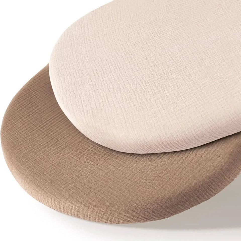 Oval-Spannbettlaken für Stubenwagen und Wiege, 2er-Set in Braun