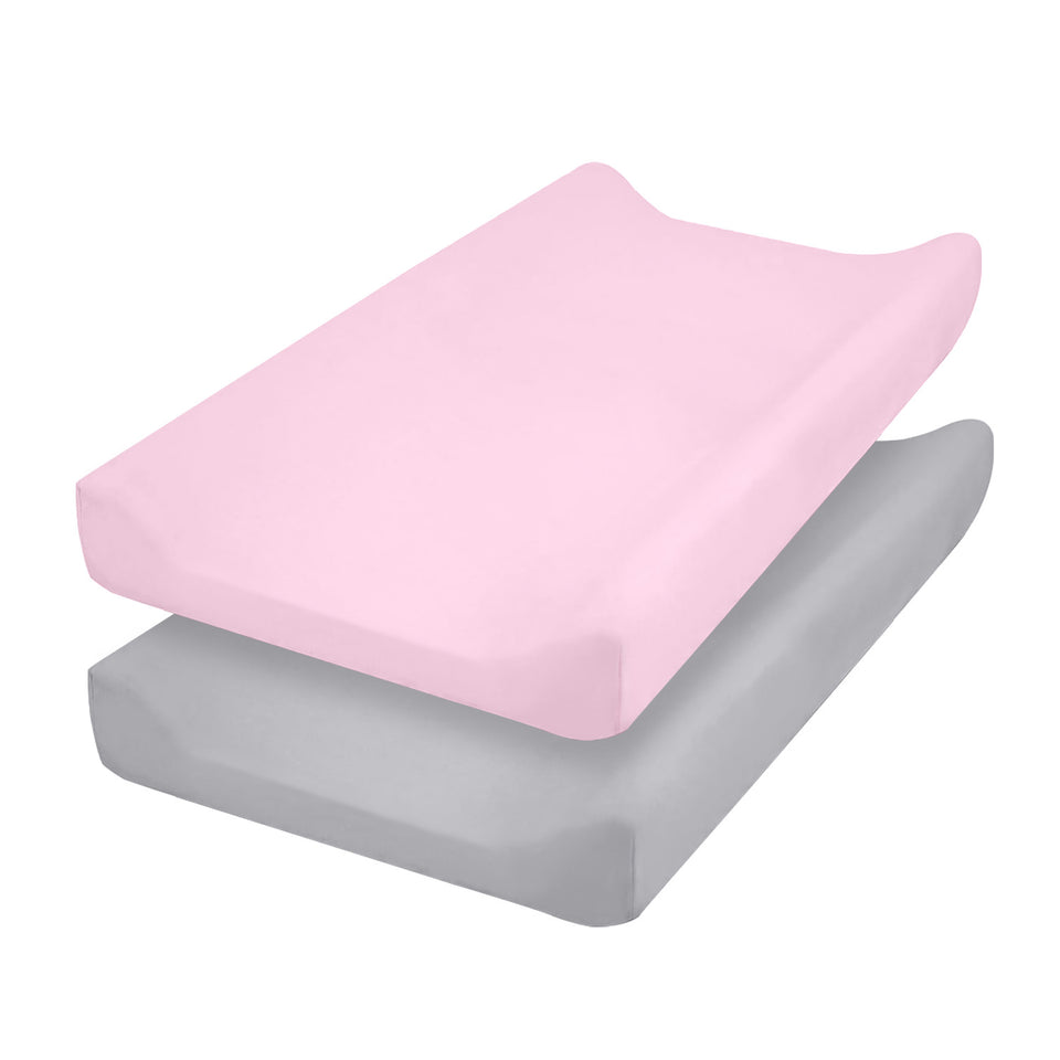 Wickelauflagen-Bezüge, 2er-Set in Rosa und Grau