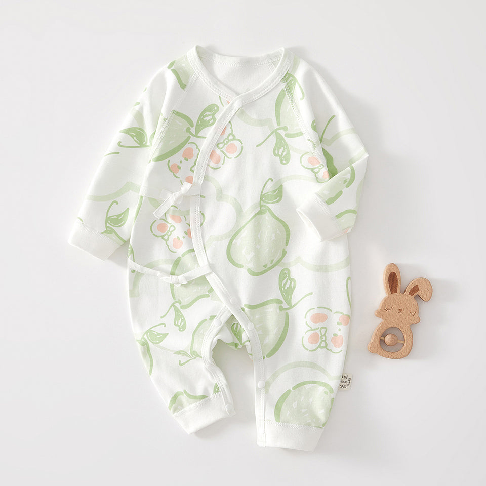 Baby-Wickelstrampler mit Birnenmuster in Grün