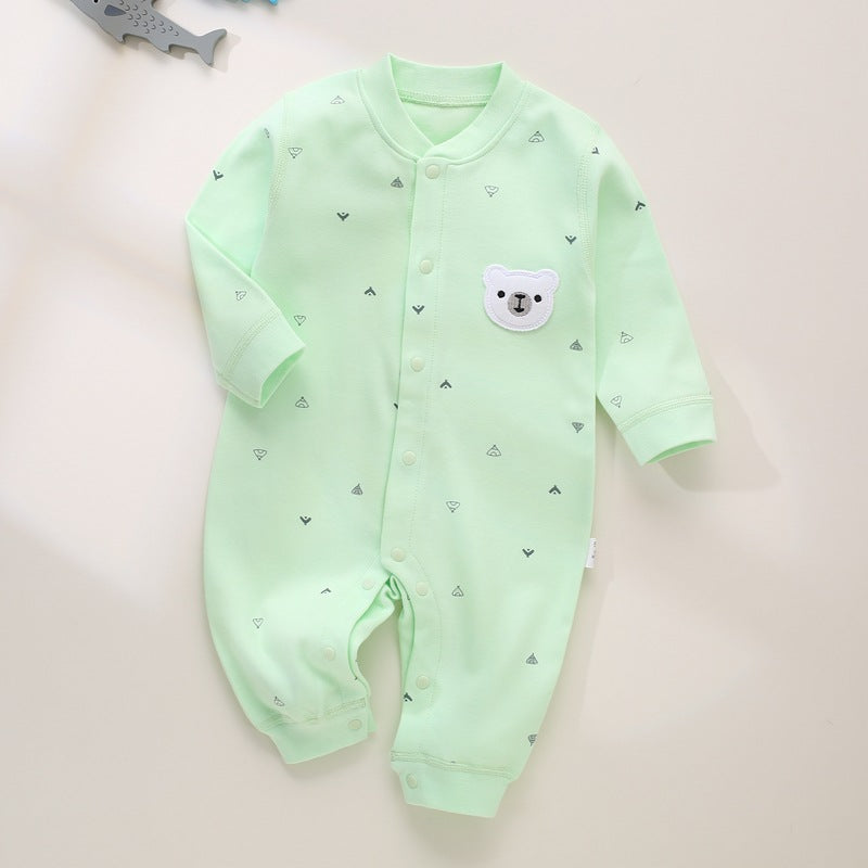 Mintfarbener Baby-Strampler mit Bären-Patch