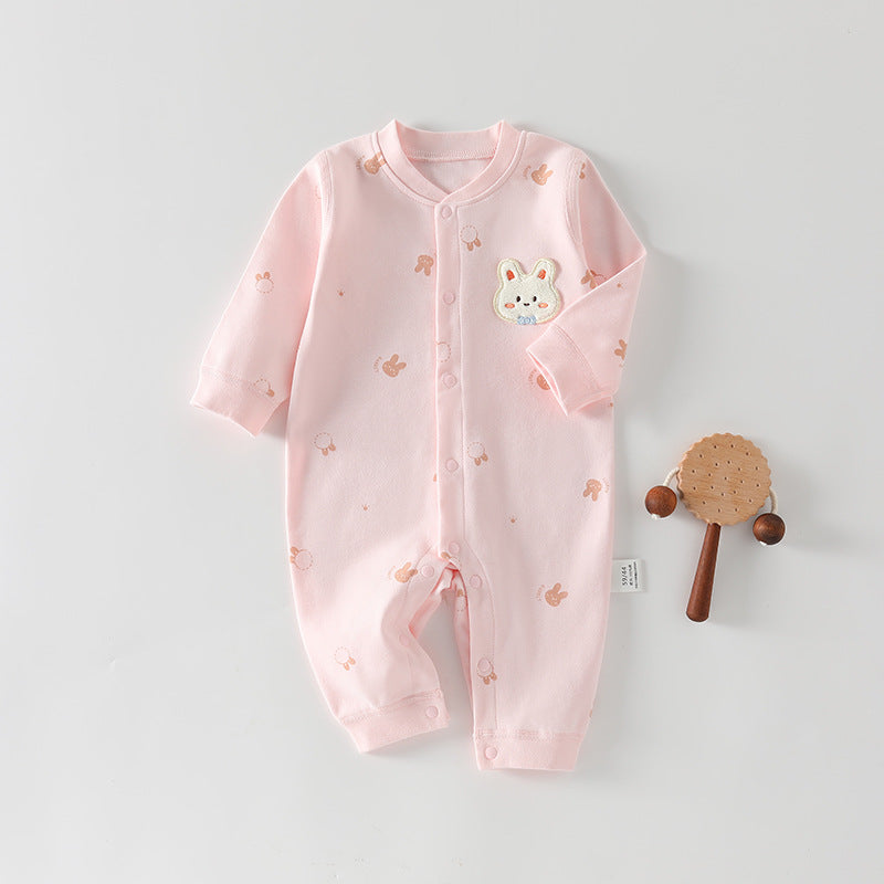 Rosa Baby-Strampler mit Hasen-Applikation