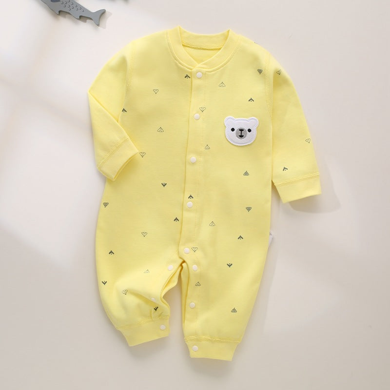 Gelber Baby-Strampler mit Bären-Patch