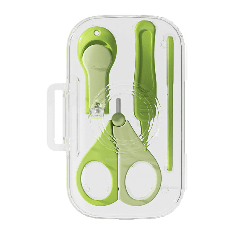 Baby-Nagelpflege-Set in Grün mit durchsichtiger Box