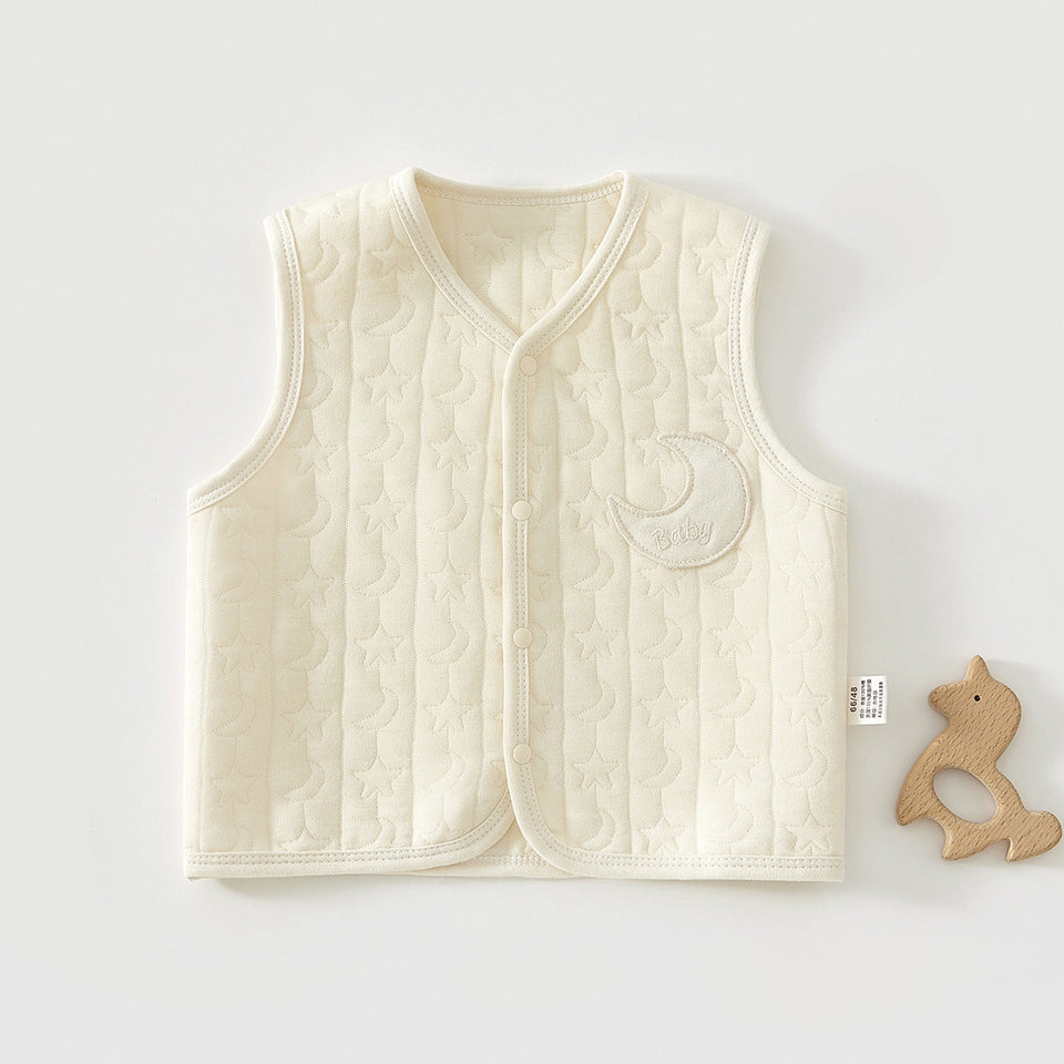 Gesteppte Baby-Weste aus Baumwolle in Creme