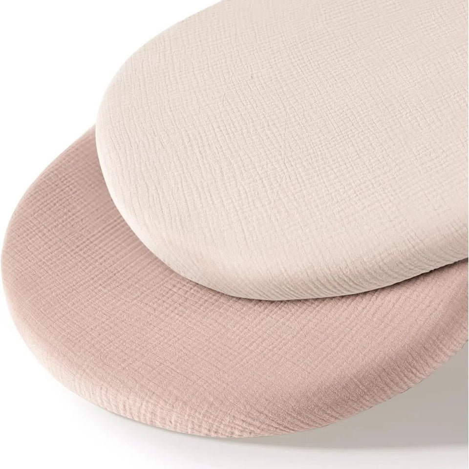 Oval-Spannbettlaken für Stubenwagen und Wiege, 2er-Set in Rosa