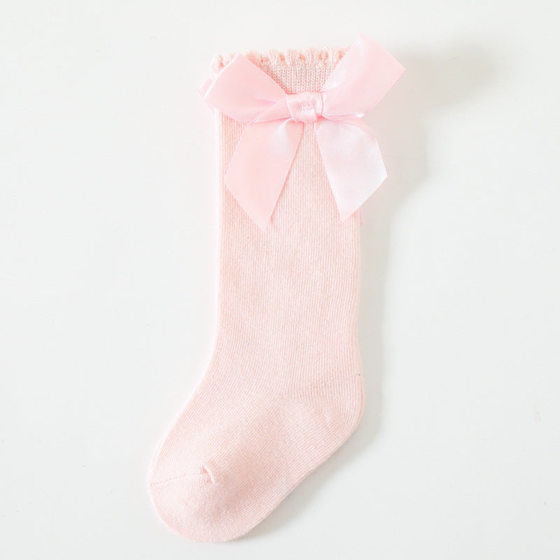 Kniestrümpfe mit Satinschleife in Rosa