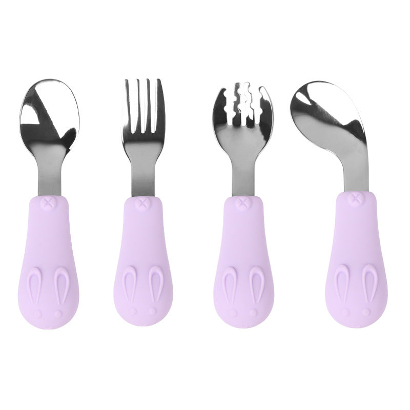 Kinderbesteck-Set mit Tiergriff – Hase, Lila