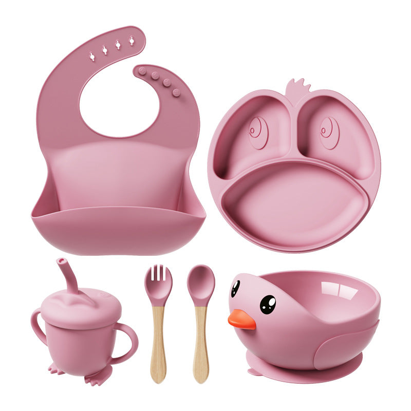 Beikost-Set Ente aus Silikon, 6-teilig, Altrosa