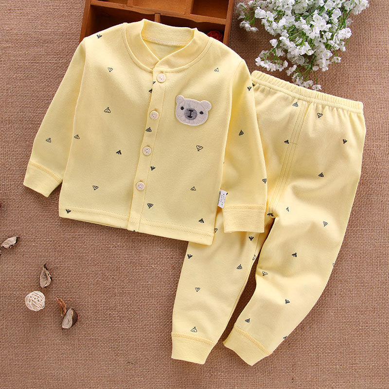 Baby-Pyjama aus Baumwolle mit Knopfjacke in Gelb