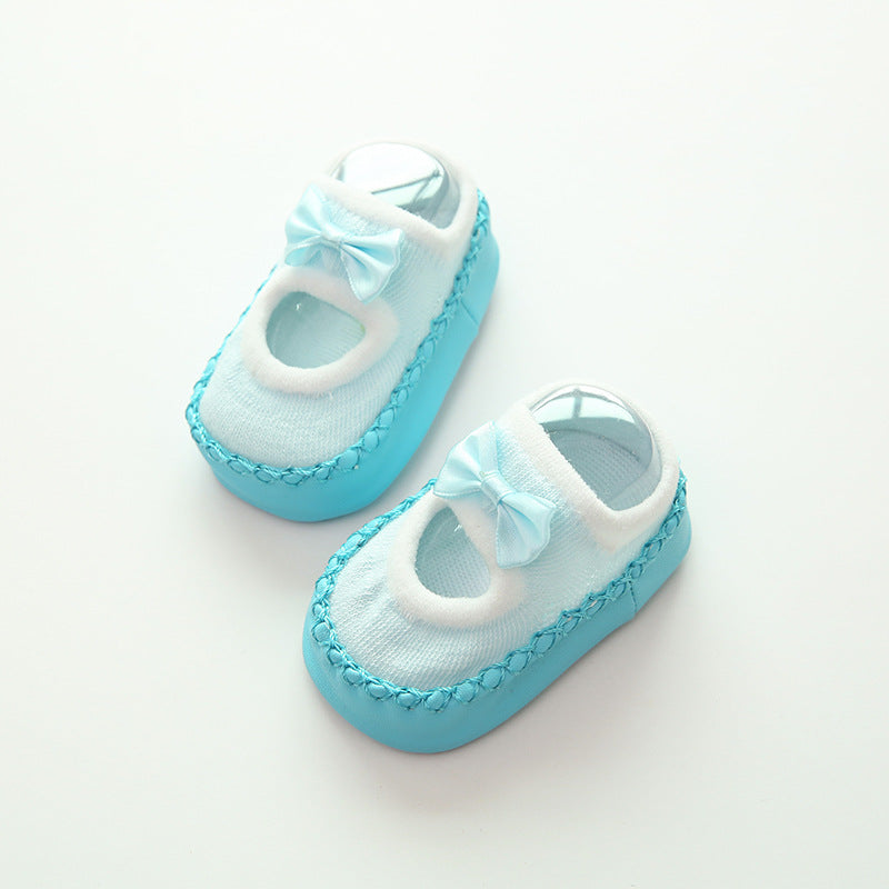 Baby-Schuhe mit Schleife und rutschhemmender Sohle in Hellblau