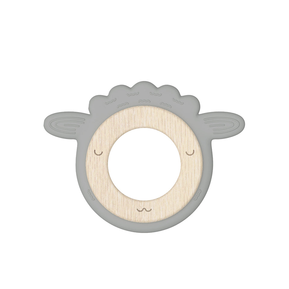 Beißring Schaf aus Holz und Silikon