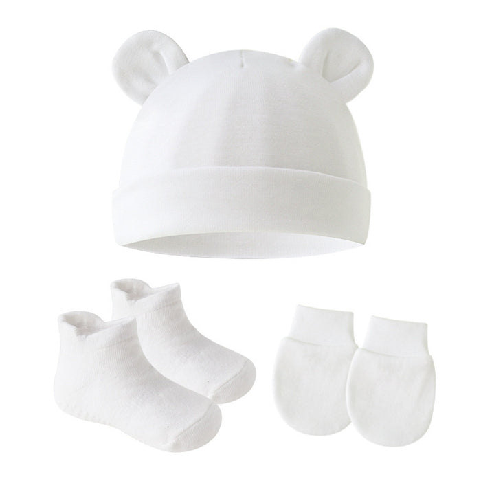 Mütze mit Ohren, Söckchen und Fäustlinge