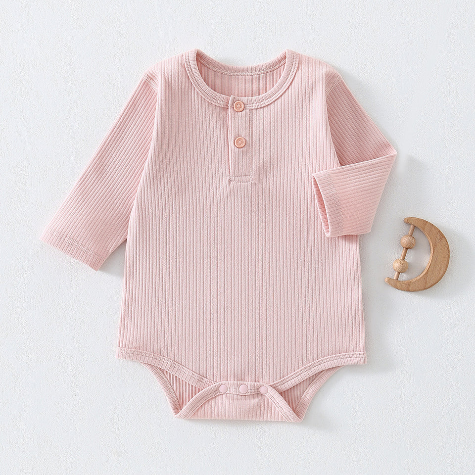 Rosa gerippter Baby-Body mit Knopfleiste