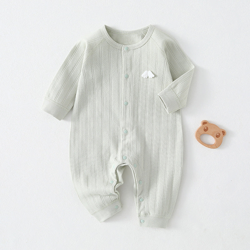 Mintgrüner Baby-Strampler mit Wolken-Applikation
