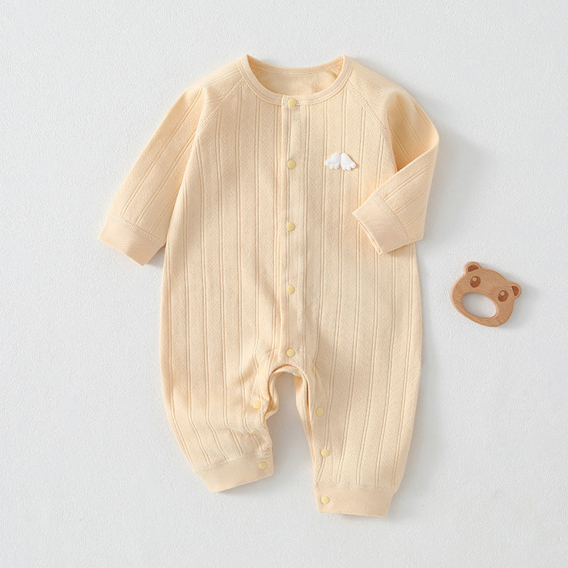 Gelber Baby-Strampler mit Wolken-Applikation