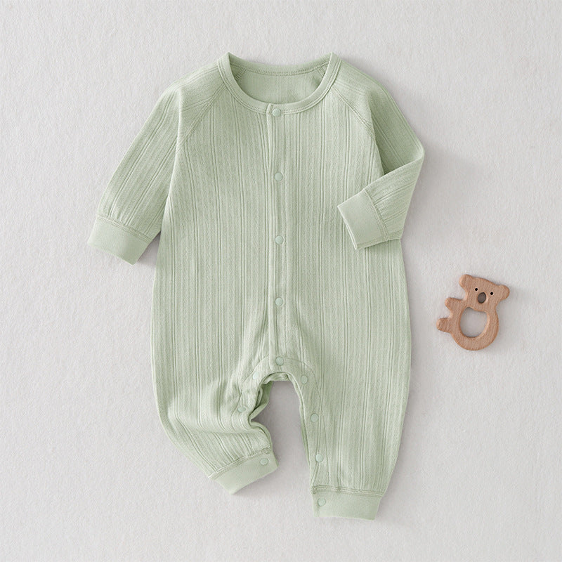 Grüner Baby-Strampler aus gerippter Baumwolle