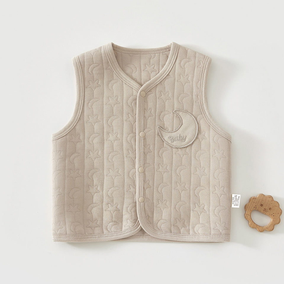 Gesteppte Baby-Weste aus Baumwolle in Beige