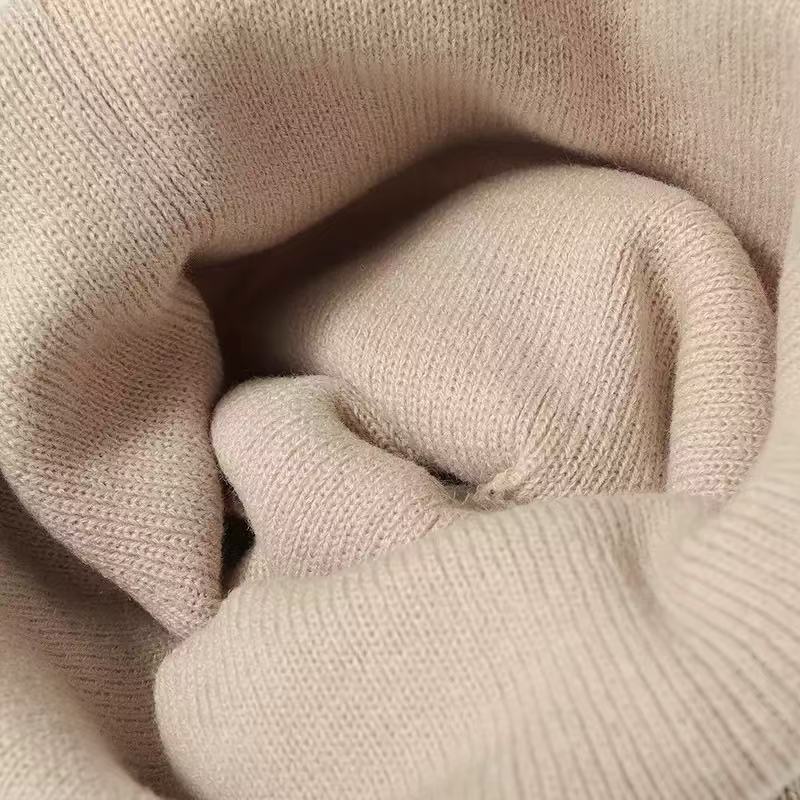 Einfarbige Baby-Strickmütze aus Acryl mit Umschlag