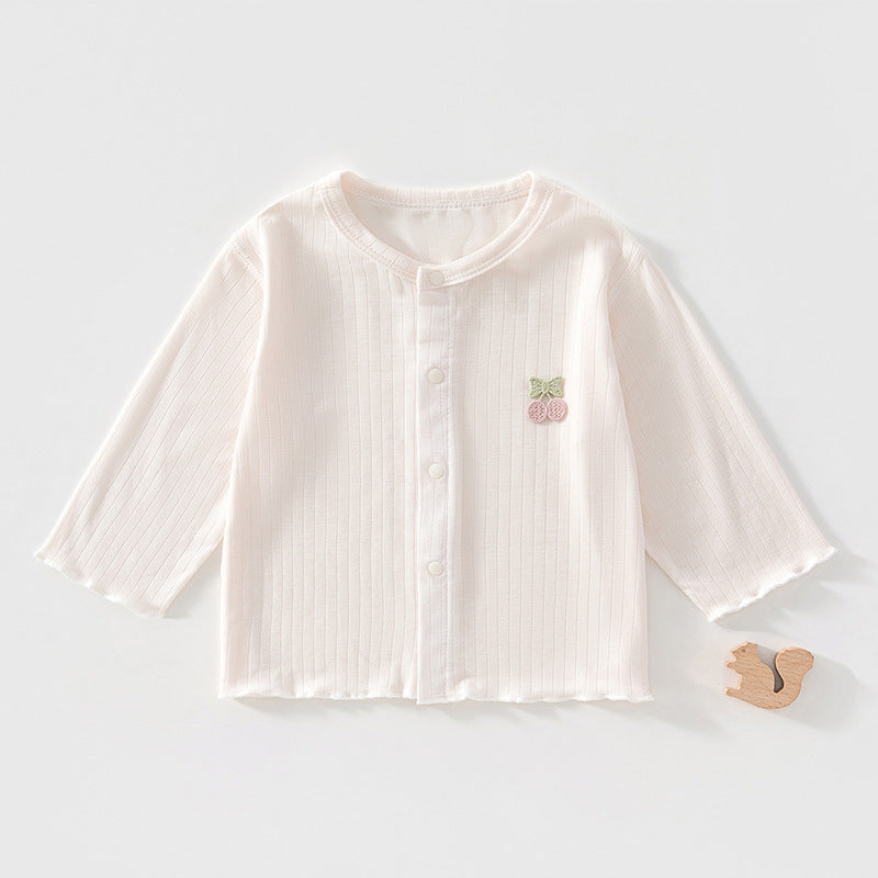 Dünne Sommerjacke aus Lyocell mit Kirsch-Stickerei in Rosa