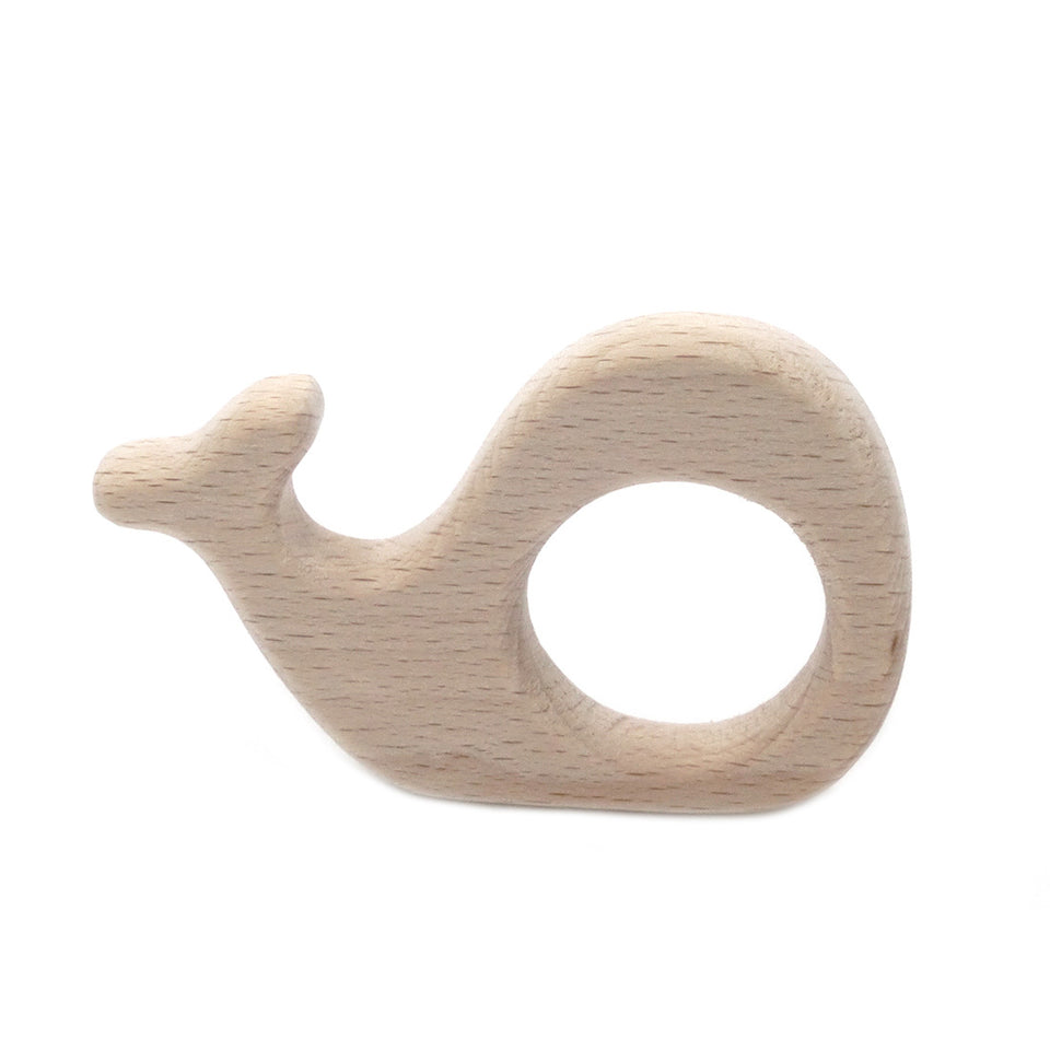Beißring aus Buchenholz in fünf Formen, Wal