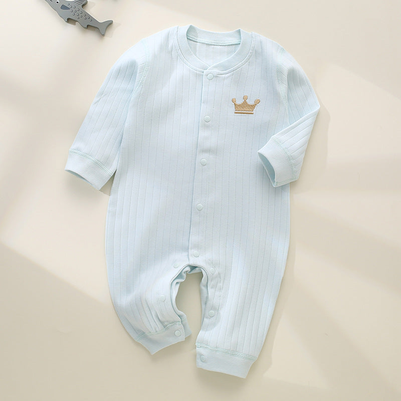 Mintfarbener Baby-Strampler mit Kronen-Stickerei