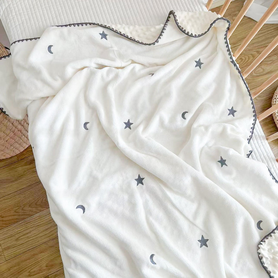 Fleece-Babydecke mit Sternen und Mond