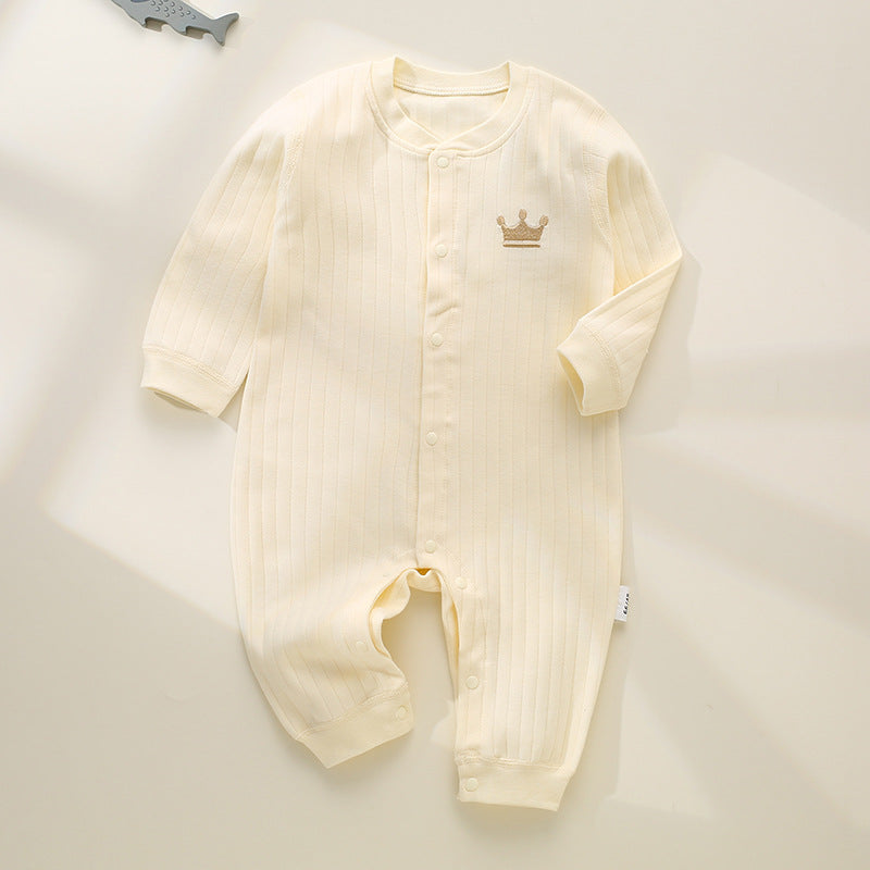 Gelber Baby-Strampler mit Kronen-Stickerei