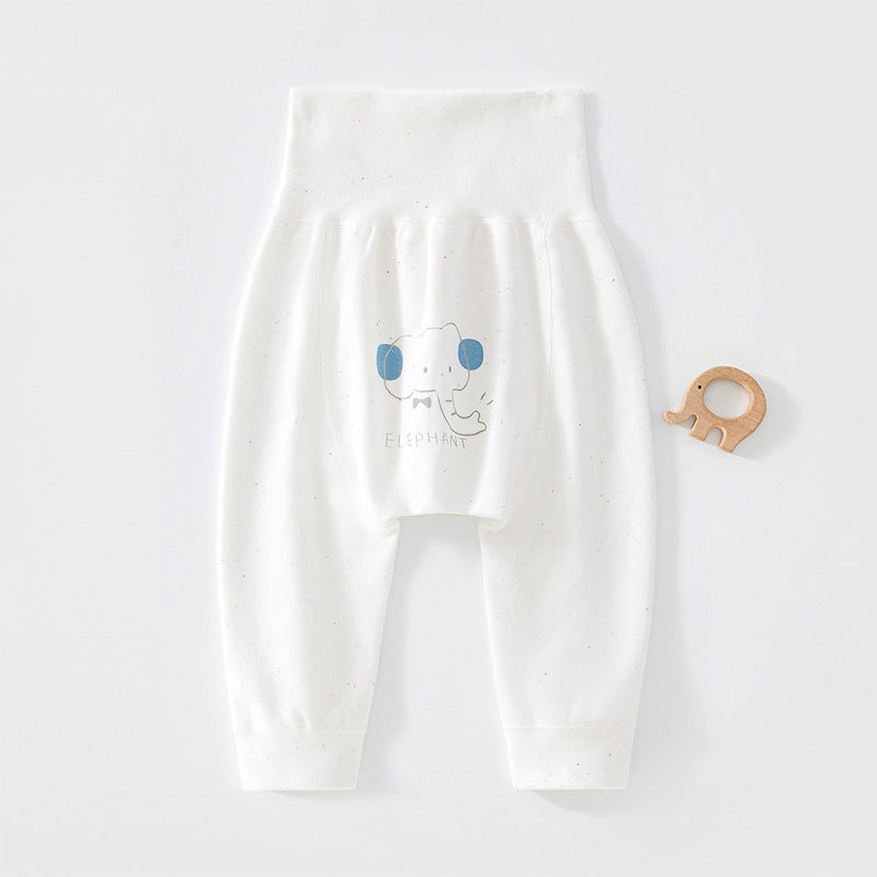 Weiße Baby-Hose mit hohem Bund und Elefantenmotiv