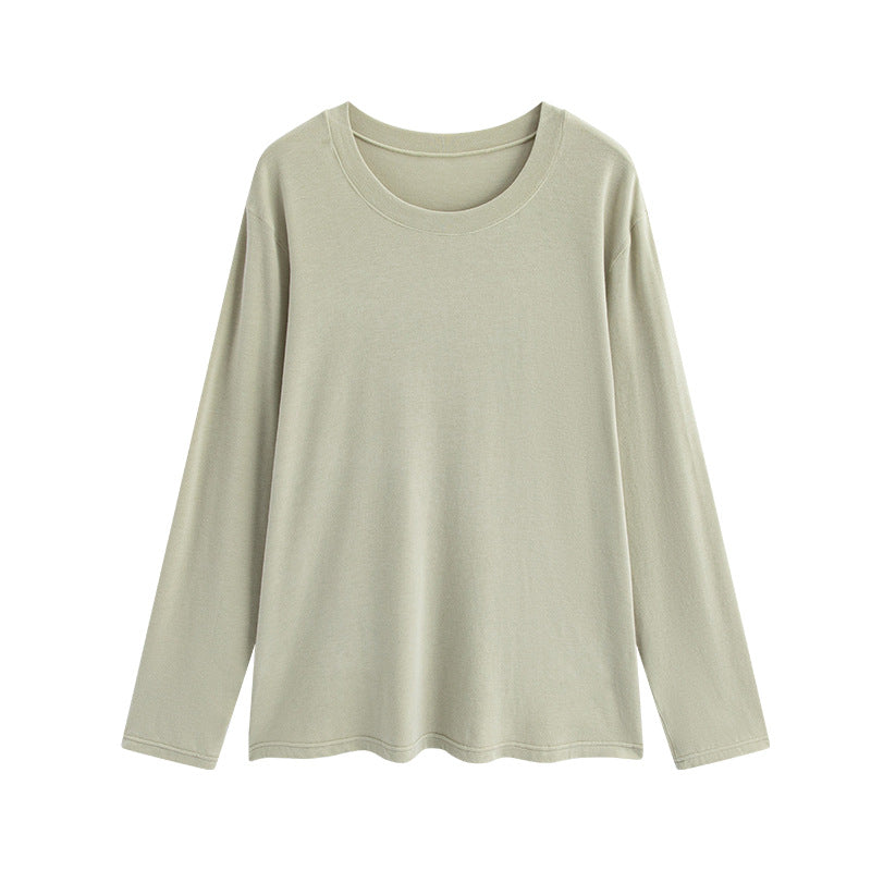 Mintgrünes Langarmshirt, flach ausgelegt