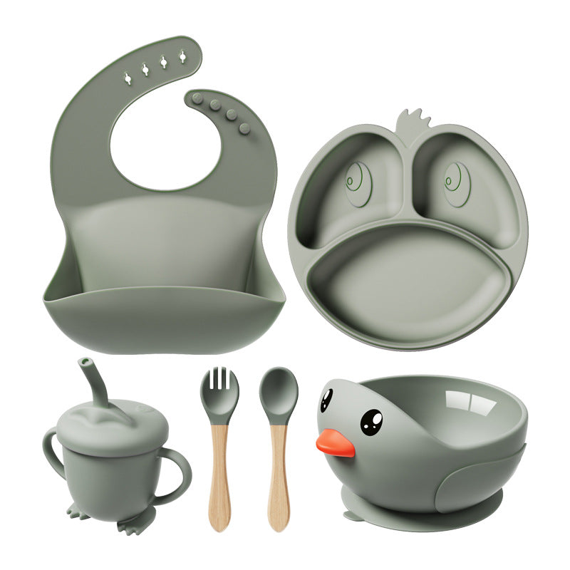 Beikost-Set Ente aus Silikon, 6-teilig, Salbei