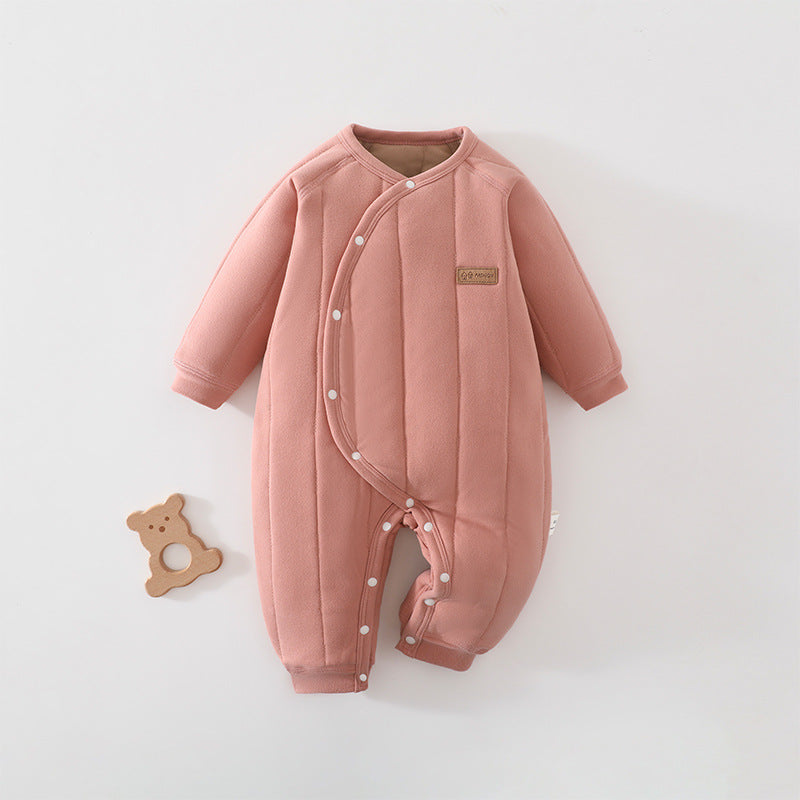 Gesteppter Baby-Overall mit Schrägverschluss in Rosa