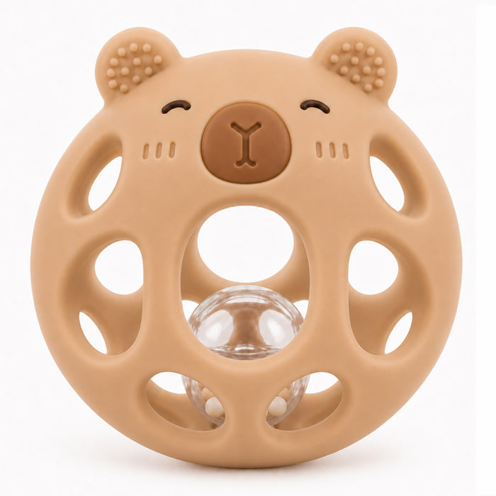 Greifball Wasserschwein aus Silikon in Braun mit durchsichtiger Kugel