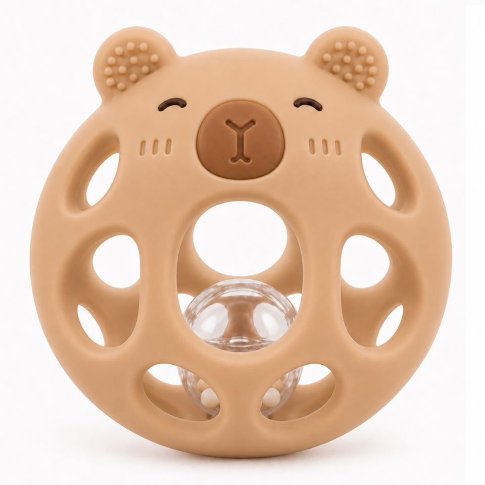 Greifball Wasserschwein aus Silikon in Braun mit durchsichtiger Kugel