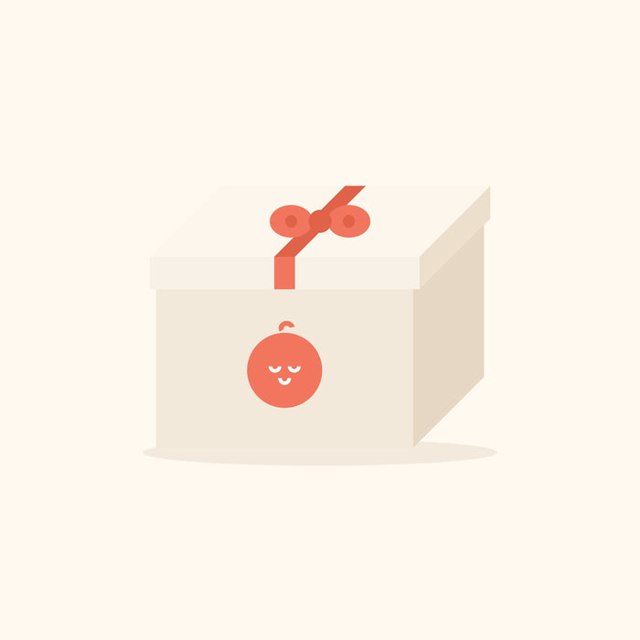 Geschenkbox von Babyknuddel mit Schleife, kleine Größe